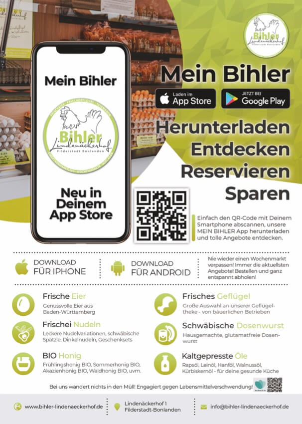 Bihler Lindenäckerhof - Mein Bihler App Promo Flyer
